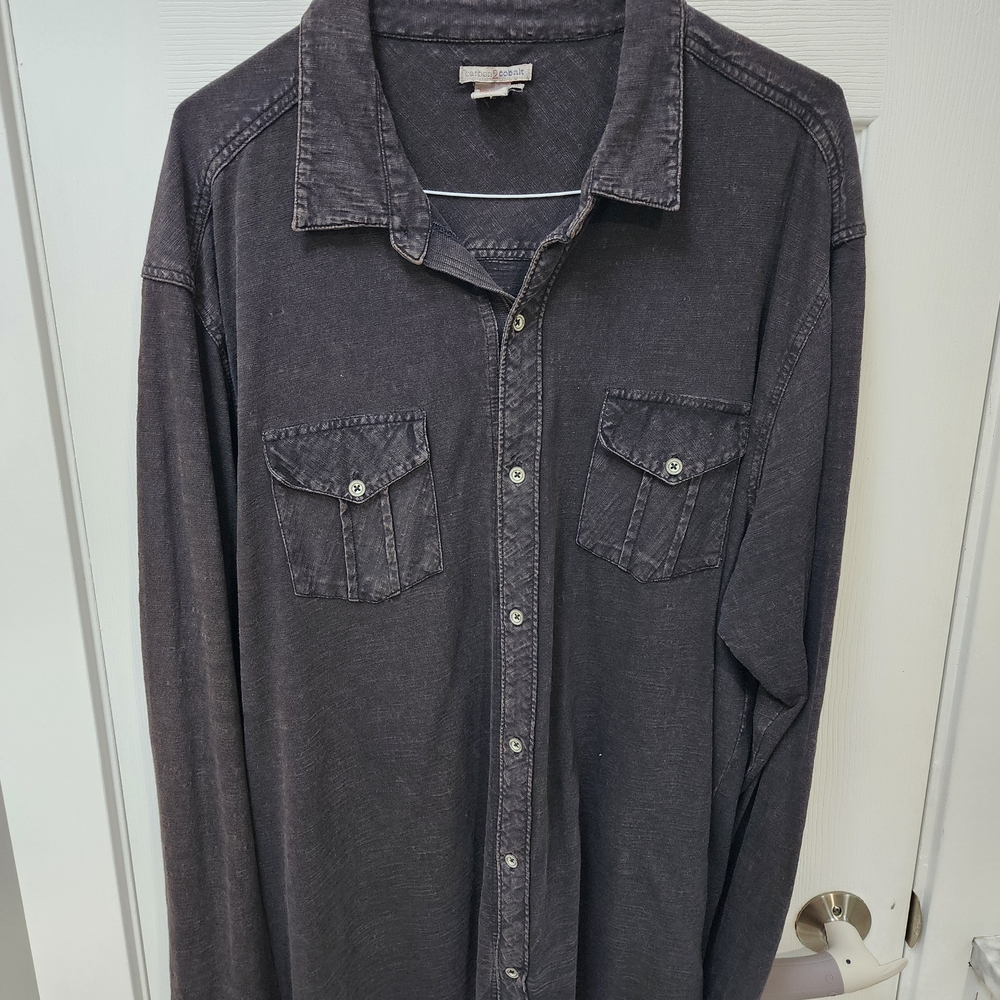 Men's Dark Gray Casual Button Down Shirt